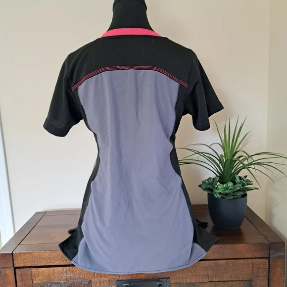 Carhartt Force Scrubs Top Women's Small V-neck Black Grey Pink Short Sleeve - Picture 3 of 13